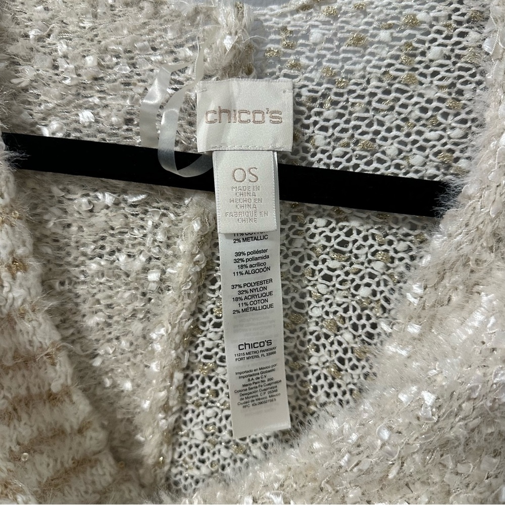 Chico’s Cream + Sequin Patchwork Poncho - image 6